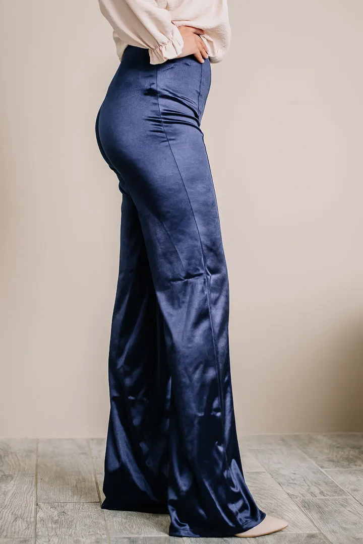 You Lead I'll Follow Satin Pants | Navy