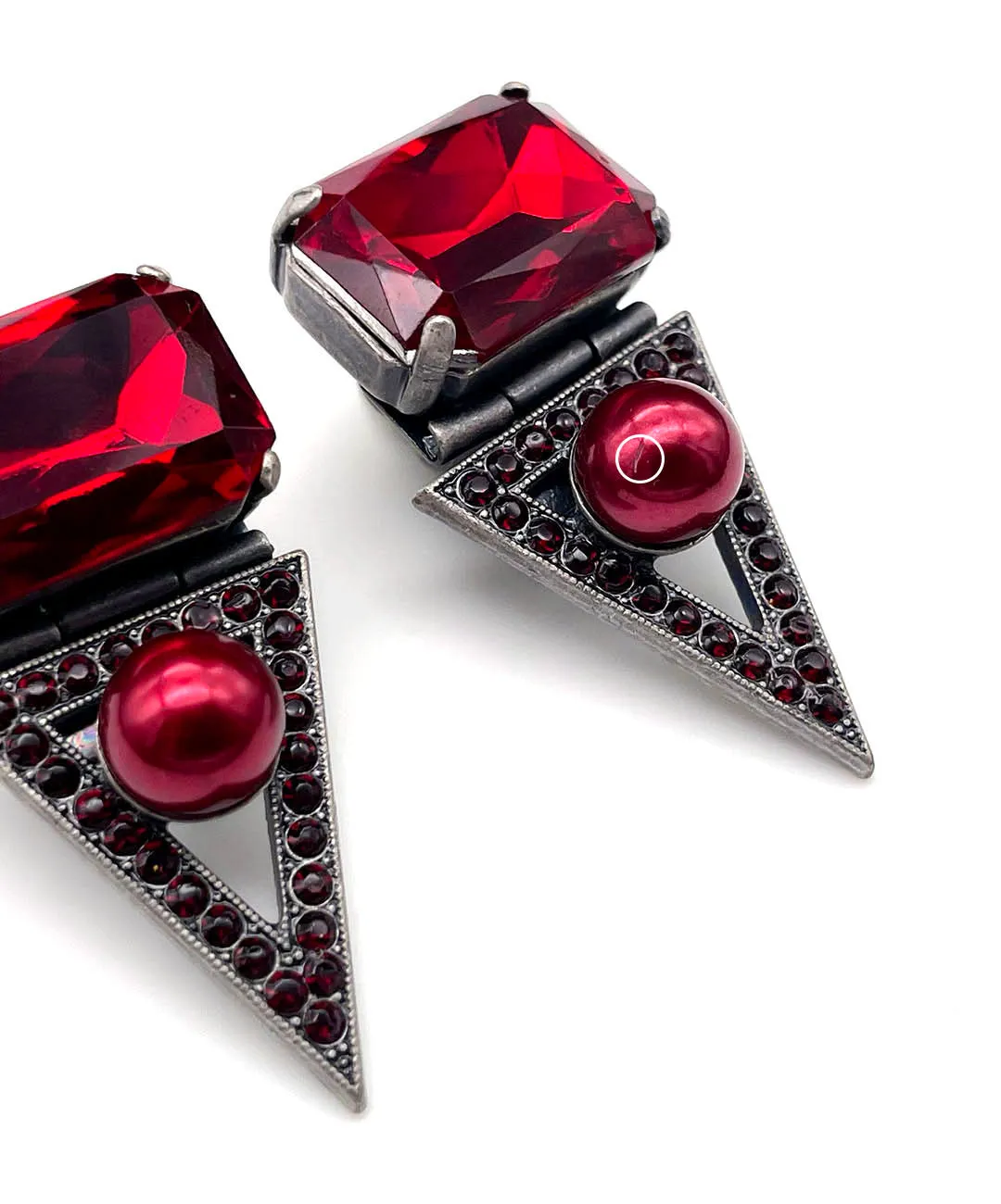 【ドイツ買付】ヴィンテージ SEIBOTH レッド ガラス パール イヤリング/Vintage SEIBOTH Red Glass Pearl Clip On Earrings