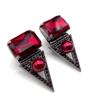 【ドイツ買付】ヴィンテージ SEIBOTH レッド ガラス パール イヤリング/Vintage SEIBOTH Red Glass Pearl Clip On Earrings